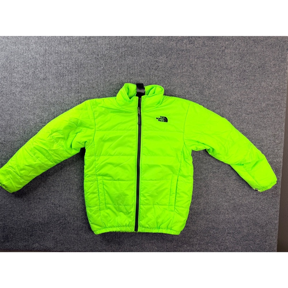 The North Face Boys M 10/12 Neon Green Puffer Jacket Insulated Ripstop Full Zip